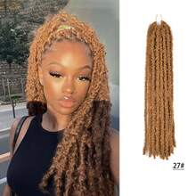 24inch Butterfly Locs Crochet Hair Dreadlocks Meche Faux Locks Crochet Hair Braids Extensions Soft Locks Curly Braid Hair Extension, 12 Strands Pre Looped Blonde Hair Extension Long Soft Locs Synthetic Crochet Hair For Women Daily, Party, Valentine's Day, Carnival Gifts - Multicolor - View 12