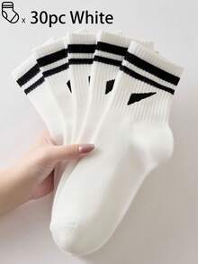 40双/30双/24双装男女通用舒适运动袜，男士长袜适合运动和训练，女士长袜适合休闲和商务穿着，抗菌、柔软、黑白配色、防臭、吸湿排汗、轻便舒适，适合秋冬季节，20双/10双/8双/6双/4双/2双套装，秋季 - 彩色 - 查看 44