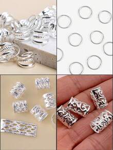 40pcs/Set Mixed Shapes Dreadlock Hair Ties, Suitable For Braiding Hairstyles, Adjustable Hair Bands For All Seasons