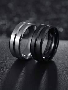 1 件不锈钢 18K 镀金简约复古凹线男士戒指，时尚配饰，感恩节、圣诞节、情人节、节日礼物，日常佩戴