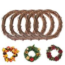 3pcs Natural Grapevine Wreath Rattan Wreath Dried Round Ring For DIY Christmas Craft, Front Door Wall Hanging, Wedding And Party Decor, Photo PropsTwig
