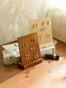 1PC/2PCS Giá treo trưng bày bông tai mini phong cách vintage màu gỗ óc chó, giá treo trang sức đứng sáng tạo bằng gỗ, giá lưu trữ bông tai - Nhiều màu - Xem 7