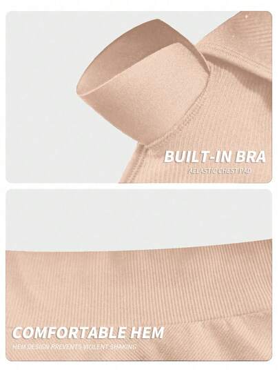 Yefecy Solid Ribbed Knit Yoga Sports Bra,Shockproof Gathering No Steel Ring BH Women, Activewear view 4