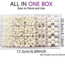 1 Set Fashion Faux Pearl Jewelry Making Kit, 5 Sizes ABS Round Faux Pearl Beads With Holes For Bracelet, Necklace, DIY Crafts, Wedding, Home Decor, Elegant Party Gifts