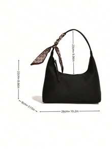 Women's Leather Shoulder Bag - Small Clutch Hobo Bag With Zipper Closure, Minimalist Underarm Crossbody Purse, Soft Leather Evening Handbag, Casual Daily Shoulder Bag For Women + Silk Scarf Gift - 黑色 - 查看 11