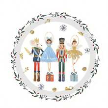 10pcs/20pcs/40pcs/50pcs,Christmas Nutcracker Paper 7inch And 9inch Plates Merry Christmas Round Party Plates Winter Holiday Ballet Rocking Horse Fairy Ornaments Disposable Dinner Dessert Plates For Xmas Events Gatherings Party Supplies - White - View 10