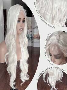 Platinum White Body Wave Lace Front Wigs Human Hair For Women 250 Density Glueless Wigs Human Hair Pre Plucked Bleached Knots 13x6 HD Transparent Brazilian Remy White Colored Wig Water Wave Human Hair Wig With Baby Hair - 米色 - 查看 4