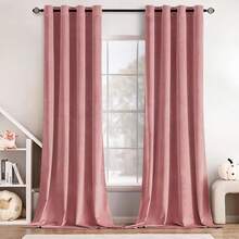 2 Panels Blackout Curtains Solid Soft Grommet Mustard Yellow Thermal Insulated Soundproof Room Darkening Curtains/Drapes/Panels Fall Living Room Bedroom 52 X 90 Inch - 腮紅粉紅 - 查看 12