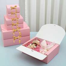 10pcs/5pcs/2pcs - White/Black/Pink/Brown Gift Box With Lid, Gift Box With Ribbon For Bridesmaid Proposal Box, Gift Box For Wedding, Birthday Gift, Shower Party And Other Parties, Valentine's Day Gifts, Valentine Day,Packaging, Birthday, DIY Making, Beauty Storage BOX,Graduation Gift Packaging, Wedding Party Decoration Box