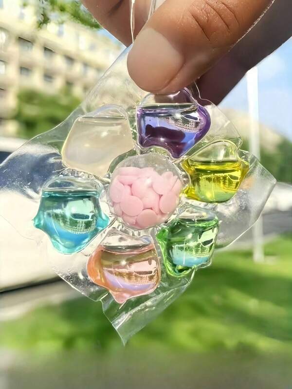 100pcs 7-In-1 Laundry Powder, Liquid, Detergent Capsules, Long-Lasting Fragrance, Antibacterial, Dust Removal, Stain Removal, Fabric Softener, Laundry Scent