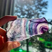 1pc Rainbow Fluorite Crystal Slab - Multicolor Iridescent Polished Stone With Marbling Patterns In Green, Blue, Purple, Pink, Yellow, Clear - Bohemian Home Decor, Meditation Stone, Unique Holiday Gift For Christmas, Easter, Thanksgiving, Halloween, Crystal Collectors