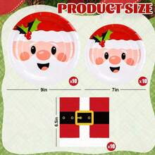 40/20/10 piezas Platos de papel navideños, platos de cena de 7/9 pulgadas con patrón de Papá Noel, vajilla para fiesta de Navidad, papel delgado impreso con cinturón navideño, platos y decoraciones de mesa navideños, suministros para fiestas festivas, vajilla navideña linda, adecuada para bodas, cenas de Navidad, fiestas, cumpleaños, picnics, barbacoas, Navidad, cocina, accesorios de cocina Navidad, decoraciones navideñas, pijamas navideños, regalos de Navidad, decoración navideña