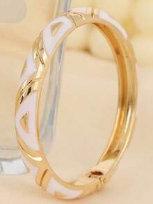 1 pieza Brazalete estilo vintage chapado en oro con esmalte, brazalete dorado, accesorio de joyería para mujeres y niñas, adecuado para la Gala Met, festivales de música, fiestas de lujo, regalo de coleccionista de lujo