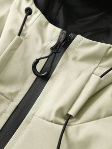 Herren Kapuzenjacke mit Kordelzug aus Softshell, Windjacke für den Outdoor-Sport mit großen Fronttaschen, Reißverschlusstaschen an den Seiten, geeignet für den täglichen Gebrauch, vielseitig und beliebt, Herbst