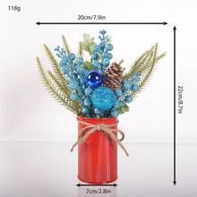 1pc Christmas Centerpiece Decor, Featuring Artificial Holly, Red Berries, Pine Cones, Assorted Christmas Ornaments, Glitter Balls, Country Style Planter Home Decor Christmas Decorations Room Decor Winter