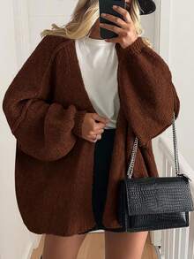 Women's Oversized Cardigan Fall Long Lantern Sleeve Knit Cardigan Lightweight - Màu caramel - Xem 1