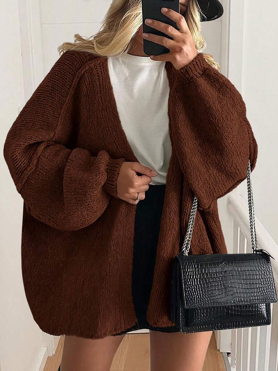 Women's Oversized Cardigan Fall Long Lantern Sleeve Knit Cardigan Lightweight - Màu caramel - Xem 1