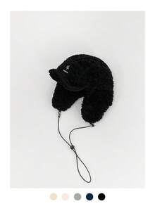 1 件复古字母蓬松领带捕兽帽，女士保暖耳罩羊毛飞行员帽，冬季甜心辣妹保暖领带帽檐棒球帽，新款加厚防风防寒棒球帽