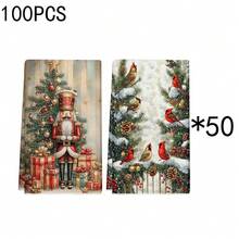 2 pièces/100 pièces Figurines de casse-noisette de Noël et serviettes à motif sapin de Noël, convenant pour salles à manger, cuisines, salles de bain, décoration quotidienne, fête familiale quotidienne, décoration de la maison et articles ménagers aux couleurs vives. Peut être offert en cadeau.