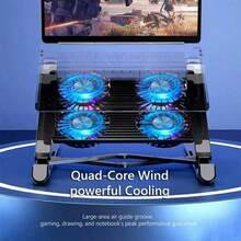 Laptop Cooling Stand With 2/4 Fans Foldable Gaming Laptop Cooling Pad 7 Height Adjustable RGB Laptop Cooler Base For 11-17.3 Inch