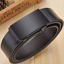 High Quality Men's Automatic Buckle PU Leather Belt, Minimalist & Fashionable, Suitable For Various Formal Occasions