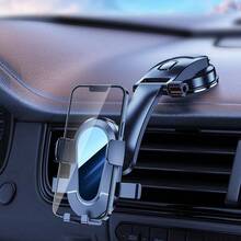 1pc Car Phone Holder, Adjustable Telescopic Suction Cup Photography Stand, Portable - Black - View 11