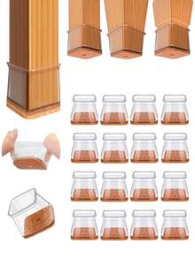 4/16/36 件方形椅腿地板保护垫，硬木地板家具垫，椅腿家具滑块，椅子矩形地板保护垫，硅胶椅腿盖，保护地板和桌腿，防刮降噪（浅棕色） - 淺棕色 - 查看 1