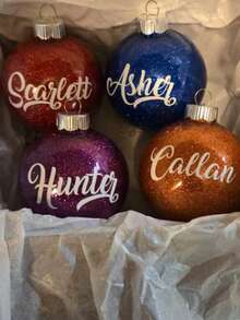1pc Personalized Glitter Christmas Ball Ornament With Snowflake, Custom Name/Surname Christmas Decoration Gift - Multicolor - View 8