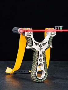 1 Set High Power New Slingshot For Outdoor Hunting, Includes Slingshot And Rubber Bands (Rubber Arrow Color Is Random, No Infrared Sight Included, Please Refer To Actual Received Item)