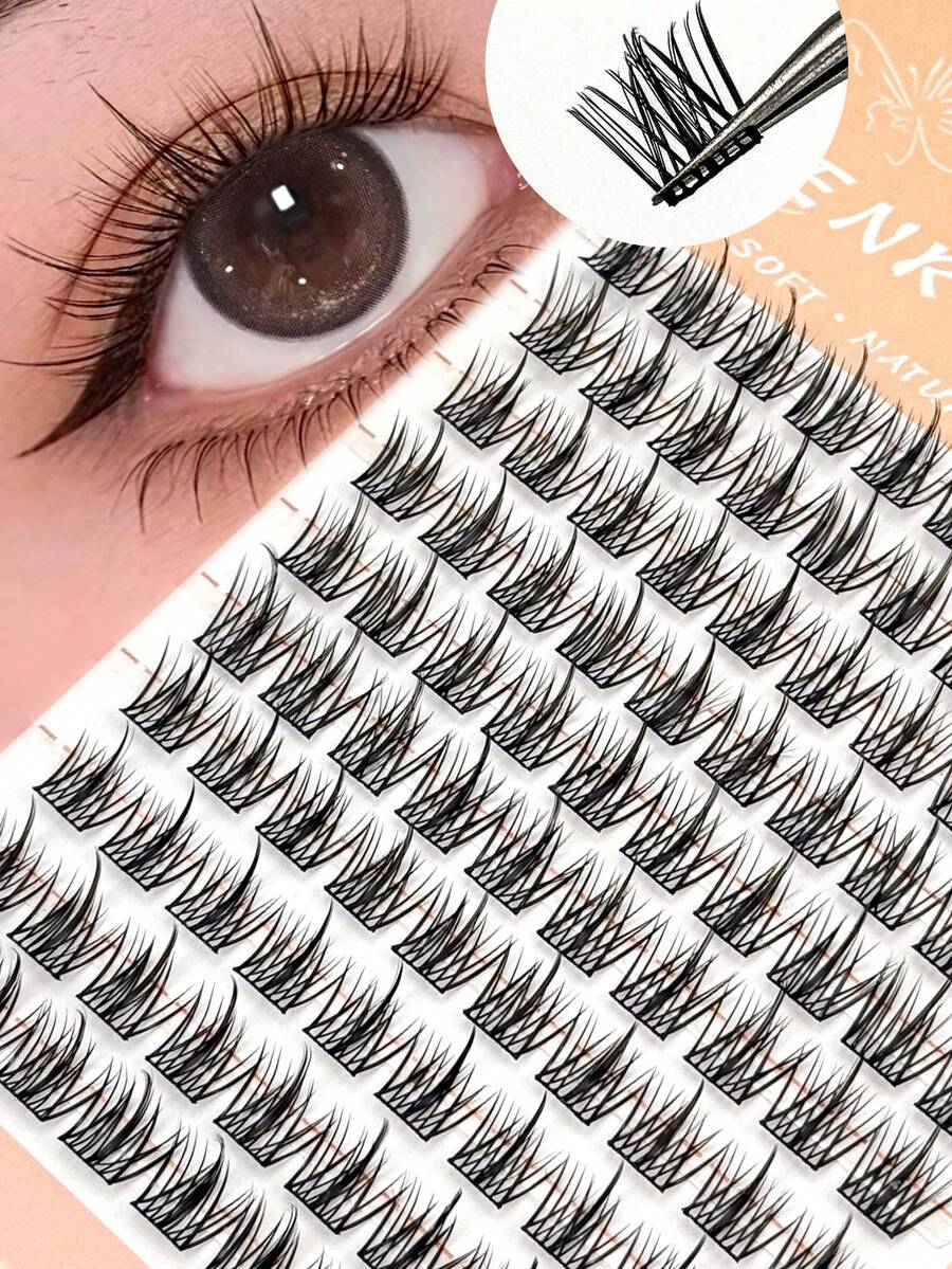 100 片/包 C 卷卡通风格假睫毛，加长和丰盈，可重复使用睫毛簇，适合日常、婚礼、约会、派对、音乐节、圣诞节、万圣节