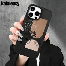 Fundas y carcasas protectoras con diseño de líneas negras y flores, con orificios grandes. Compatibles con phone 16 Pro Max, 16, 15 Pro, 14, 14 Plus/14 Pro Max, 13, 13 Pro, 12 Pro, 11/11 Pro. Regalos para cumpleaños y fiestas. - Negro - Ver 4