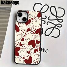 Funda de imitación de teléfono con orificios grandes, fondo amarillo claro y estampado de corazones rojos. Compatible con modelos como 16 Pro, 16, 15 Pro, 14, 14 Plus, 14 Pro, 13, 13 Pro, 12 Pro y 11/11 Pro. Ideal para regalos de cumpleaños y celebraciones. - Blanco - Ver 6
