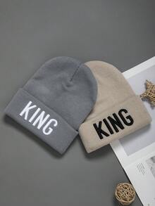 1/2/3件装字母刺绣时尚优质防风针织帽，男女通用嘻哈风弹力帽 - 彩色 - 查看 18