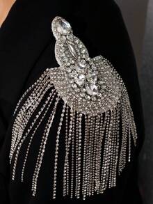 1 pieza Accesorio de charretera plateado elegante, versátil y de lujo con borlas, adecuado para uso diario y negocios