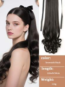 14in/18in/22in Synthetic Fiber Drawstring Ponytail Clip-On Wig, Suitable For Women To Wear On Christmas And Halloween - Coffee Brown - View 14