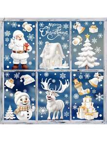 圣诞窗贴 9 张白色圣诞窗贴圣诞快乐窗贴白色雪花圣诞树圣诞窗贴适用于圣诞派对装饰，圣诞节 - 彩色 - 查看 5