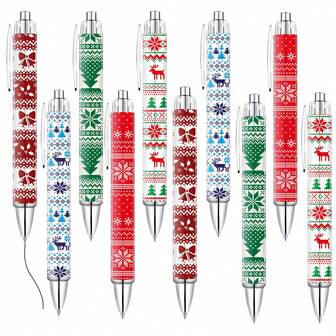 1/5/10pcs Christmas Retractable Ballpoint Pens, Cute Santa Claus Pen With Black Ink, Adult Stationery Writing, Christmas Home Decor, Christmas Gift, Party Supplies, Christmas Pen Set, Ballpoint Pen