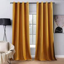 2 Panels Blackout Curtains Solid Soft Grommet Mustard Yellow Thermal Insulated Soundproof Room Darkening Curtains/Drapes/Panels Fall Living Room Bedroom 52 X 90 Inch - 芥末黃 - 查看 12