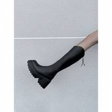 Petites bottes longues pour femmes, nouvelles bottes hautes à semelle épaisse au-dessus du genou, bottes d'équitation à talons hauts amincissants - Noir - Voir 6