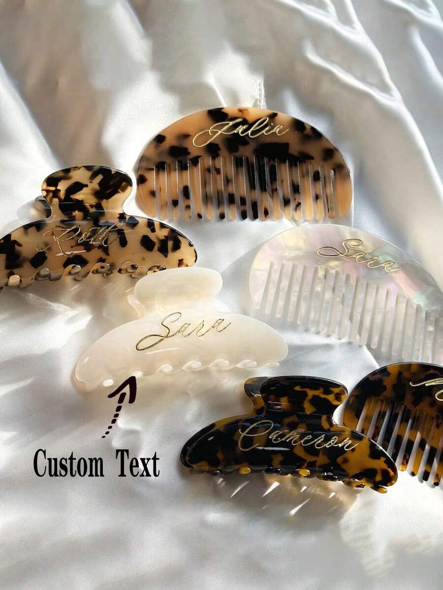 客製化姓名髮夾，個性化壓克力刻名髮夾，伴娘禮物，新娘婚禮髮飾，聖誕禮物，送給她的禮物