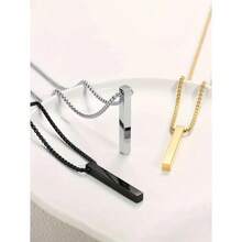 1 Pieza Collar Con Colgante En Forma De Pilar Largo - Diseño De Superficie Liso Simple Y Elegante - De Moda Para Regalo De Navidad, Año Nuevo, Día De San Valentín U Otras Fiestas, Unisex - 彩色 - 查看 2