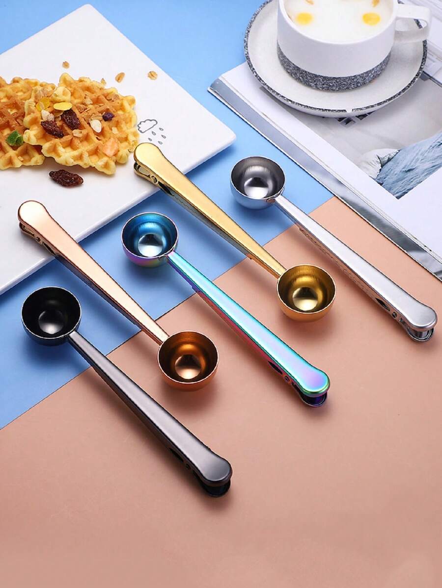 1 个不锈钢量勺夹，二合一创意食品密封夹和勺子夹 - 彩色 - 查看 1