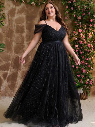 Women Plus Size Elegant Sequin Patchwork Elegant Glamorous Party Mesh Criss-Cross Zipper Mesh Patchwork Fashion Formal Maxi Evening Dress For Wedding Guest Mother Of Bride Formal Dinner, Spring Summer Autumn Winter
