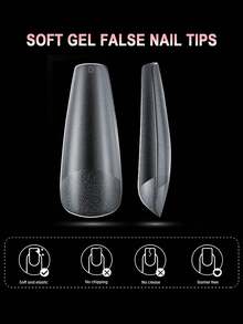 550Pcs Full Cover Press On Nail Tips Coffin French False Fake Soak Off Gel Nail Extension Tips Capsule DIY Nail Supplies For Women Girls