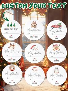 35pc Or 63pc Personalized Christmas Stickers, Supporting Text Customization, With A Size Of 4x4 Cm, Made Of PVC Material, Waterproof And Wear-Resistant, Suitable For Various Occasions.