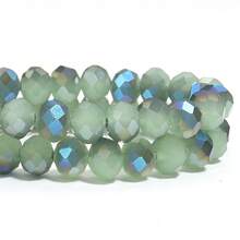 1 pieza de cuentas de cristal facetado de vidrio verde semielectroplateado de 4 mm/6 mm/8 mm, moda clásica de colores brillantes para hacer joyas, decoración navideña, manualidades, pendientes, pulseras, tobillos, collares, decoración de árbol de Navidad, decoración festiva, decoración de boda, decoración de ventanas, accesorios de ropa y bolsos