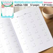 1pc Reusable Math Practice Notebook, 2-Digit By 1-Digit Multiplication, Suitable For Elementary School Grade 1-6 Math Workbook, Multi-Digit Multiplication Practice Book, 32-Day Timed Addition Subtraction Arithmetic Exercises
