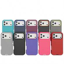 Suitable 17/16/15/14/13 Series Three-Layer Thickened Heavy-Duty Protective Case, Heavy-Duty Anti-Fall Full-Body Strong Shockproof Three-Layer Sturdy Protective Mobile Phone Case, 3-In-1 Sturdy And Durable Protective Case, Halloween, Christmas, Easter And Thanksgiving, Perfect Male/Girlfriend Holiday And Birthday Gift Selection - Đen và đỏ - Xem 9