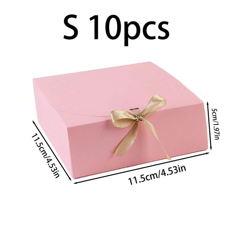 Caja de regalo con tapa de 10 piezas/5 piezas/2 piezas - Blanca/Negra/Rosa/Marrón, caja de regalo con cinta para propuesta de dama de honor, caja de regalo para boda, cumpleaños, fiesta de ducha y otras fiestas, regalos del Día de San Valentín, Día de San Valentín, empaque, cumpleaños, manualidades, almacenamiento de belleza, empaque de regalo de graduación, caja de decoración de fiesta de boda - Rosa - Añade 9