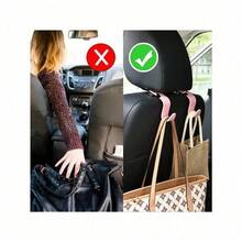 4pcs Car Seat Headrest Hanger, Car Seat Storage Hooks For Purse Handbag Jacket Grocery Bag, Universal Plastic Hanger For Car Backseat Accessories For Women Storage Organizer Travel Essentials Back To School Dormitory Storage Fall Decor - Nhiều màu - Xem 5